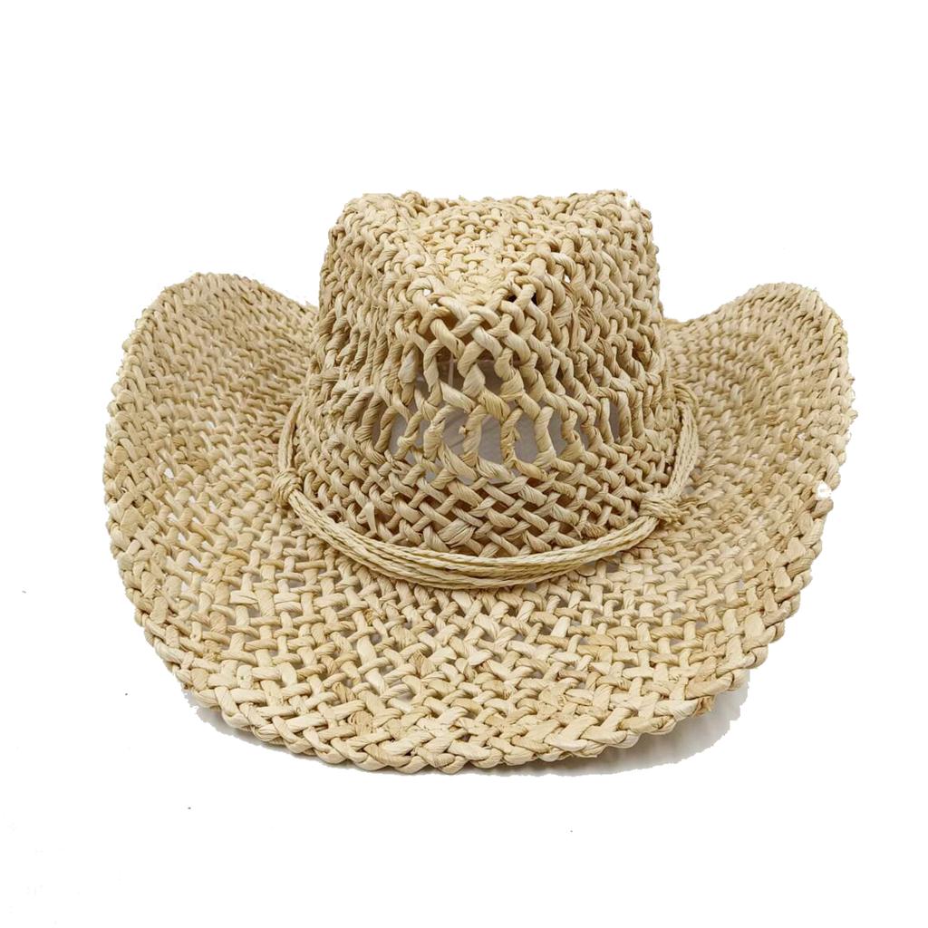 Corn Husk Material Straw Hat Western Cowboy Hat Spring and Summer Men and Women Panama Sun Hat Elegant Cowboy Straw Hat