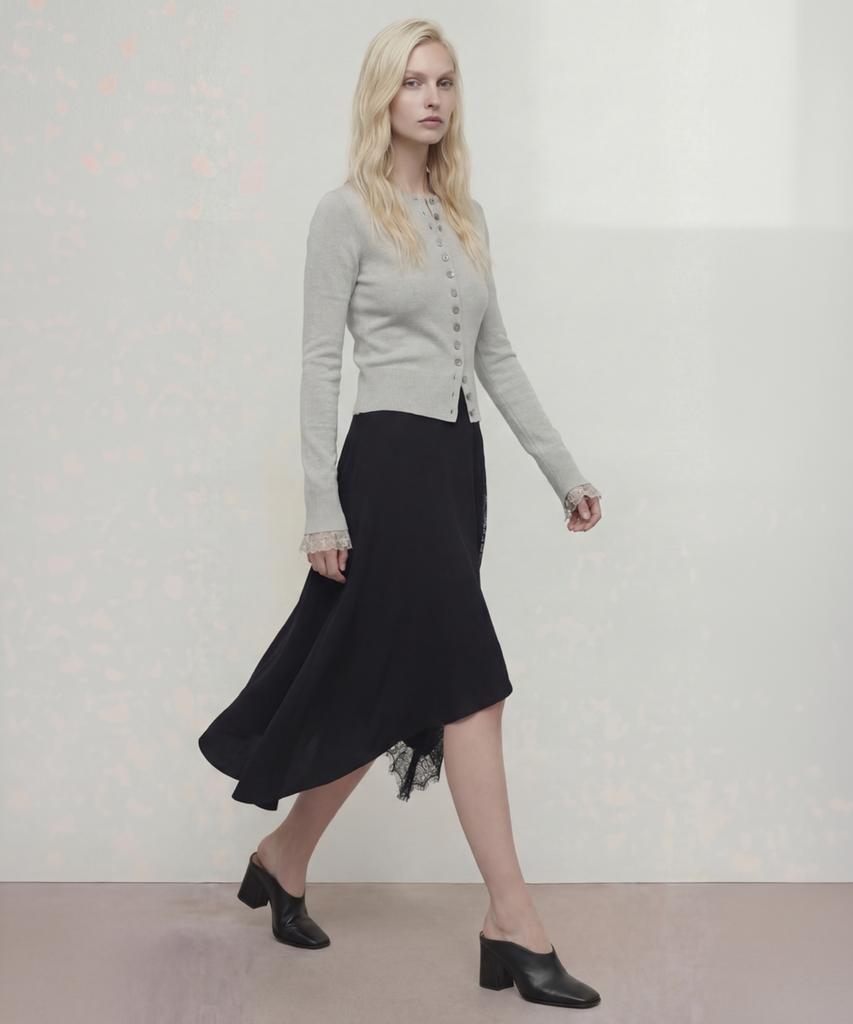 NORMOR Slim Cropped Cardigan Gray