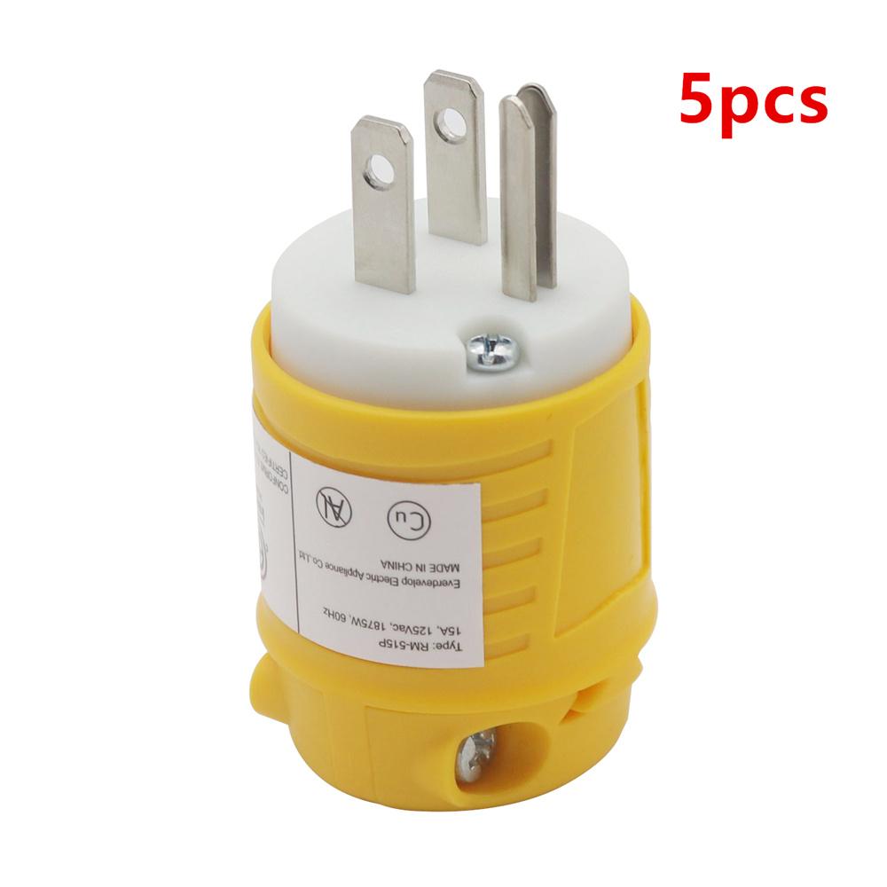 15 Ampér 125 Volt 5-15P 2pólová 3vodičová uzemněná elektrická zástrčka s rovnými kolíky
