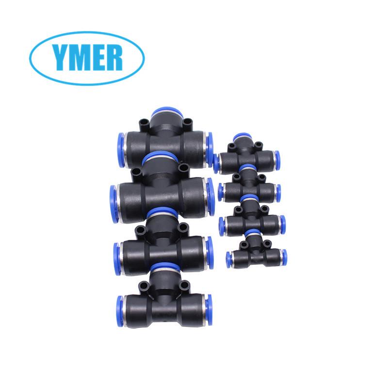 YMER T-Type PE10 Plastic Air Hose Quick Connector Tee