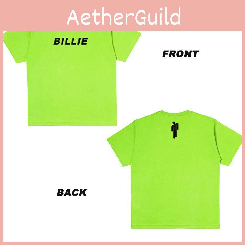Billie Eilish Print Short Sleeve Crew Neck Tshirt For Women Summer Tops In Fluorescent Green
