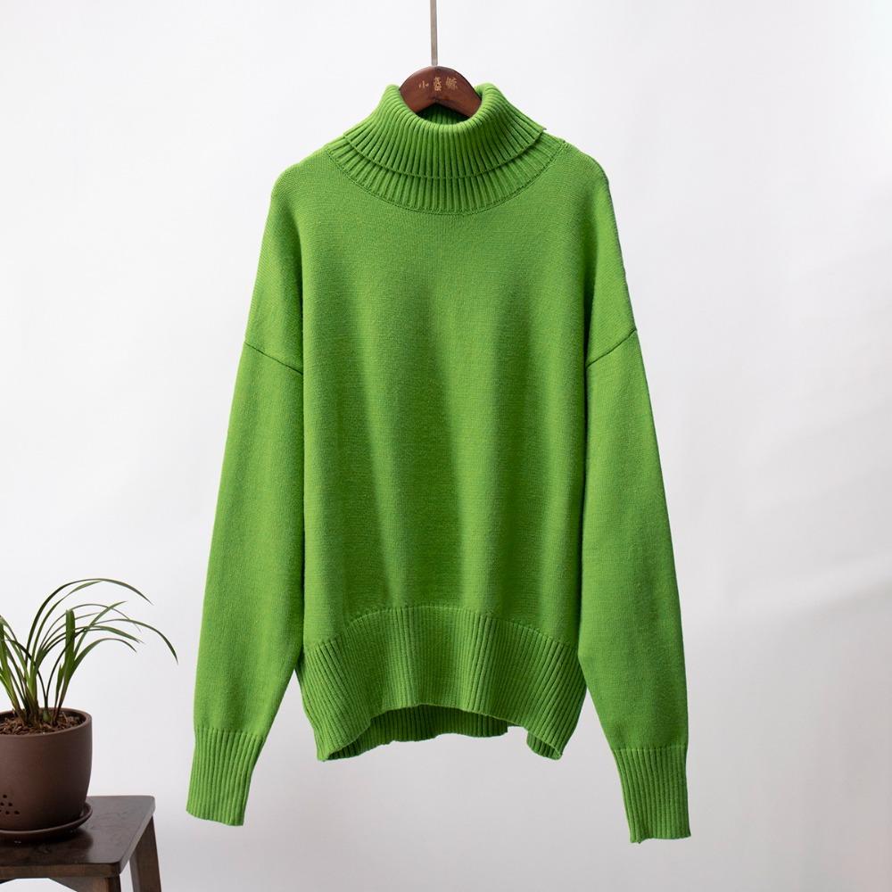 Women s Turtleneck Long Sleeve Sweater Oversized Elegant Solid Color Knit Top Pullover S