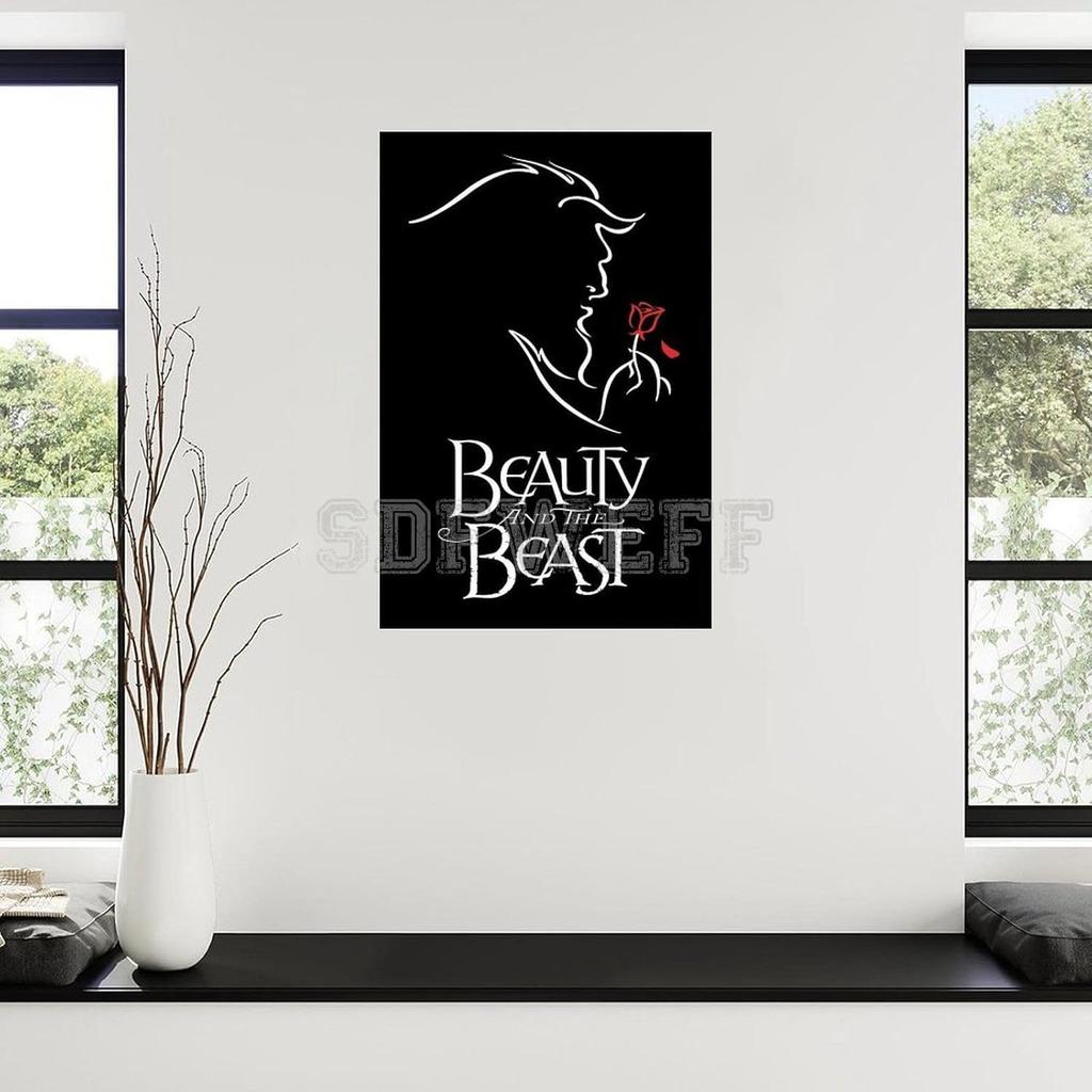 SDFWEFF Beauty & The Beast Poster Broadway Musical Movie Poster Canvas Painting Wall Art Poster for Bedroom Living Room Decor 12x18inch(30x45cm),