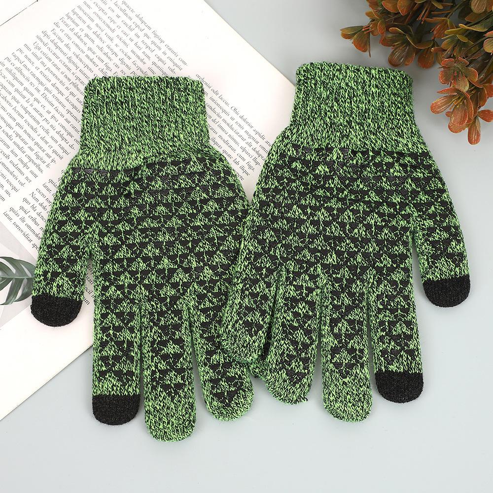 Knitted Gloves Warm Winter Thickened Non-slip Wool Outdoor Riding Wear-resistant Cold-proof Breathable Five-finger Gloves