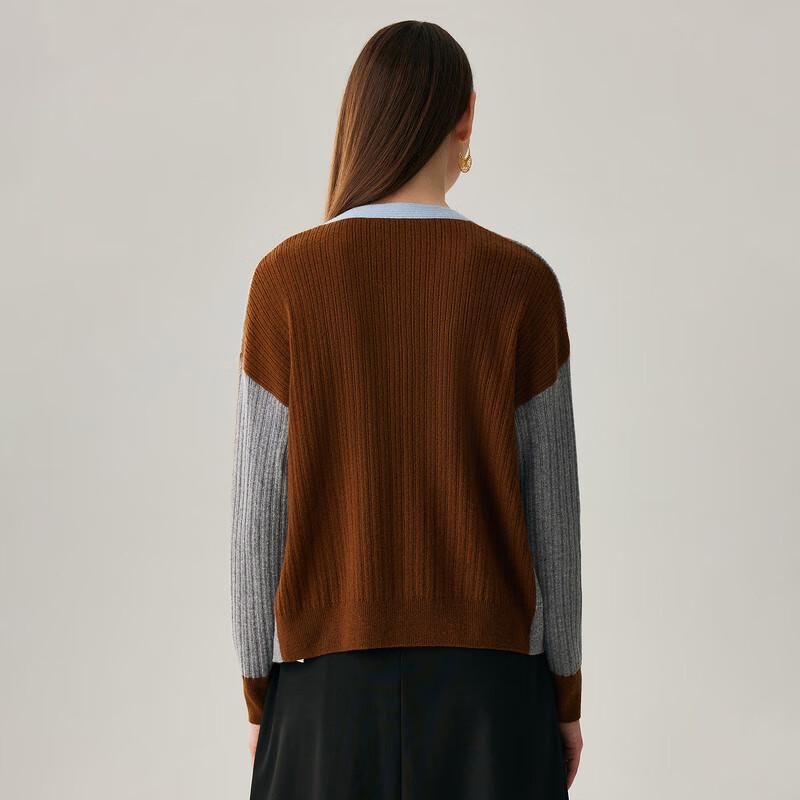 Zhaojun Women's Colorblock Cashmere V-Neck Cardigan