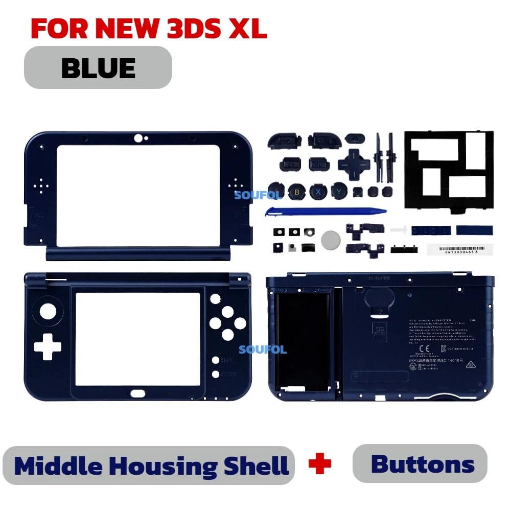 For NEW 3DS XL Replacement Case Housing Shell Kit, ABXY Full Set Buttons And Middle Frame Faceplate For NEW 3DS LL XL
