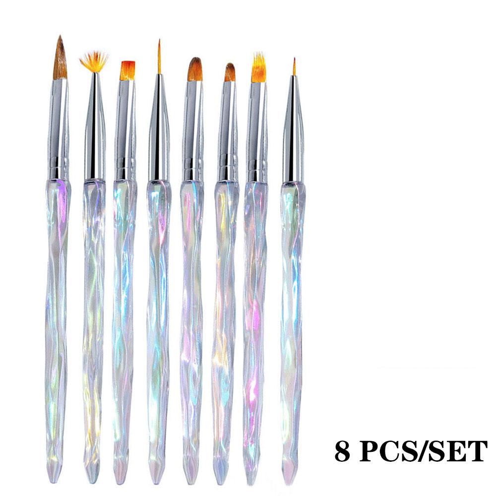 

8 шт./набор ручек для рисования акриловыми красками для дизайна ногтей Aurora, мягкая тонкая кисть для рисования градиентным гелем, кисть для самостоятельного создания рисунка
