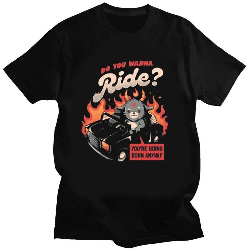 Kawaii Satan Demon Graphic Tshirts Funny Goat TeeHail Baphomet Horror Funny Evil T Shirt Men Women Summer M-4XL Tee Shirts
