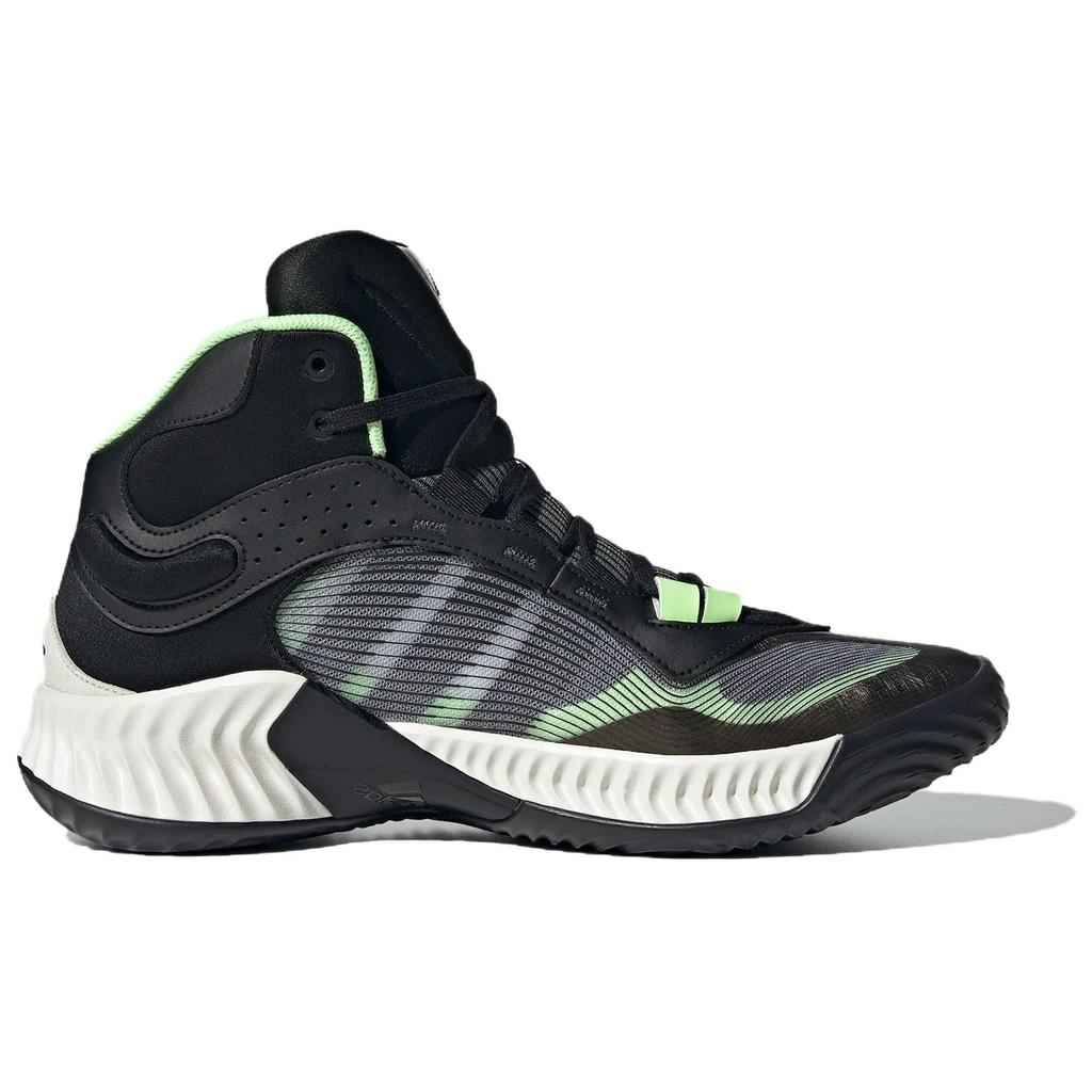 adidas Prodyšné Střední Pohodlné Trendy Tlumení Nárazů Protiskluzové Basketbalové Boty Pánské Tenisky Černá Bílá Zelená JH8079
