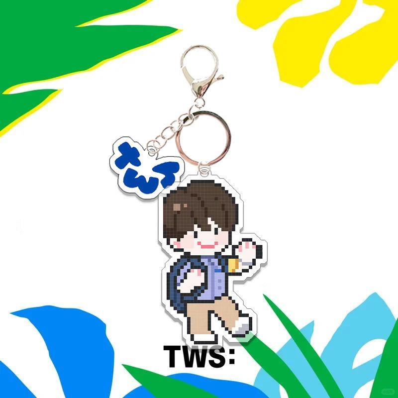 

2Pcs/Set Kpop TWS New Cartoon Cute Acrylic Phone Keychain SHINYU DOHOON YOUNGJAE HANJIN INS Style Backpack Pendant Fans Gift 5cm