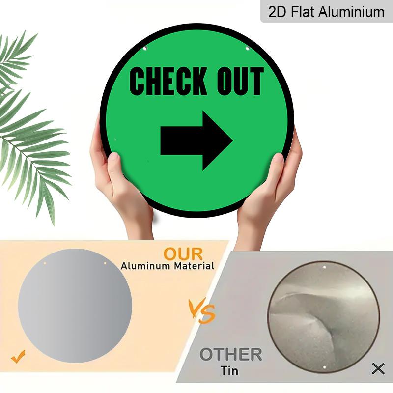 2D Flat 1pc Green CHECK OUT Direction Sign, CHECK OUT Right Arrow Sign, Easy-to-See Cashier Guide for Small Business & Retail Shop, Wall Decor for