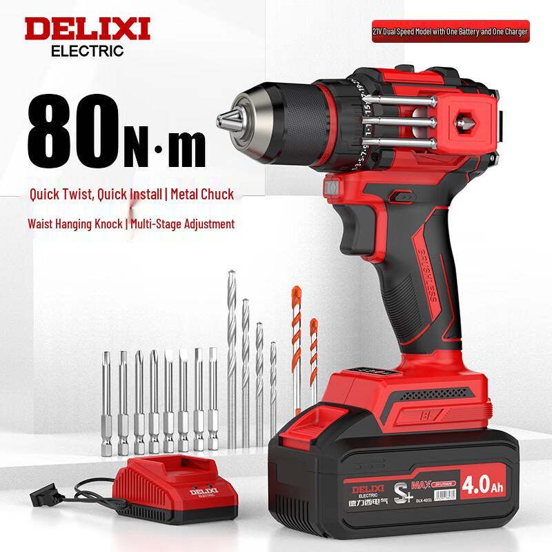 DELIXI ELECTRIC Cordless Impact Drill & Screwdriver CN Plug (adapter Included)