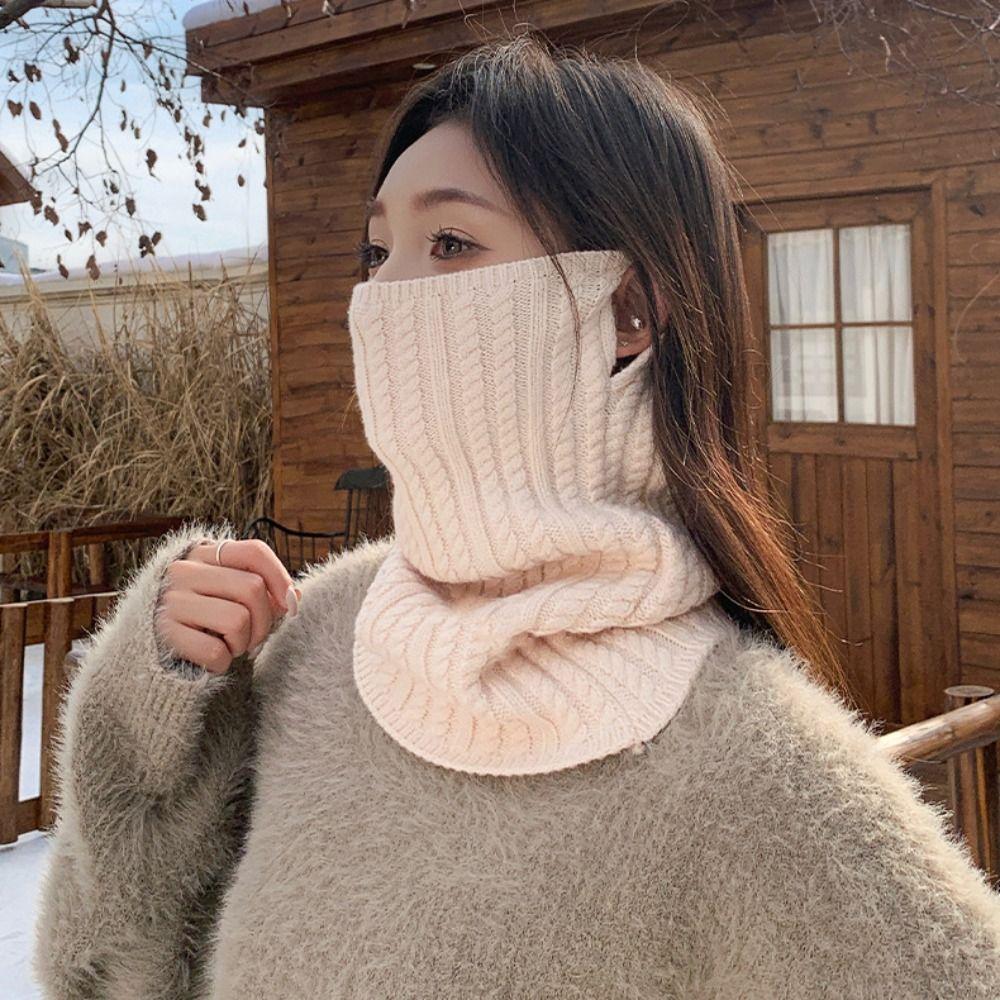 Korean Style Knitted Scarf Solid Color Pullover Wool Bib Simple Turtleneck Fake Collar Women