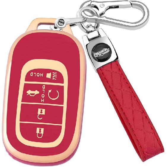 for Honda Key Fob Cover with Keychain, Soft TPU Protection Key Fob Cover Case Shell Compatible with   2024 Honda Accord Civic HR-V CR-V Pilot Smart