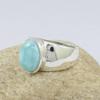 Natural Larimar Signet Ring, 925 Sterling Silver Ring, Boho Statement Ring, Unisex Ring, Men's Signet Ring, Gemstone Ring, Gift For Him