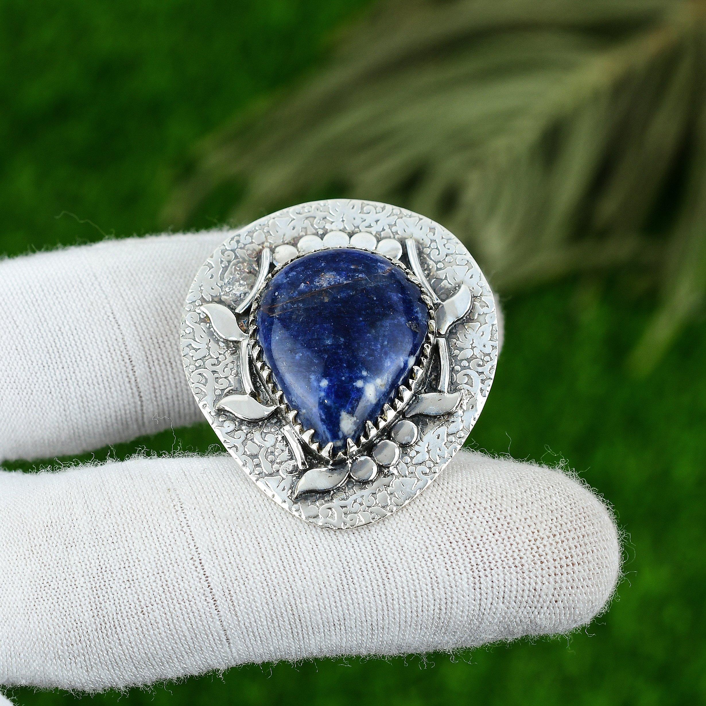 

Natural Sodalite Gemstone Pendant 925 Sterling Silver Indian Jewelry For Girls