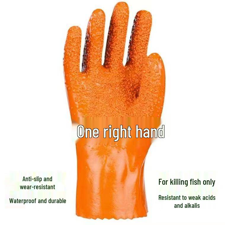 Водонепроницаемые нескользящие маслостойкие перчатки Rui Shun 807 - Для разделки рыбы, кислото-щелочестойкие, прочные и утолщенные