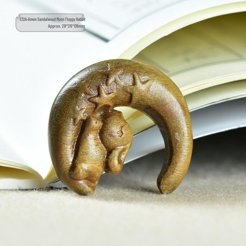 Фиолетово-зеленый Сандаловый Резной Лунный Кролик Подвеска Брелок Украшение