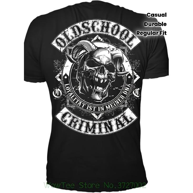 Men s Old School Criminal Skull Graphic Tee, Short Sleeve Crew Neck Regular Fit Cotton T-Shirt for Casual Wear S