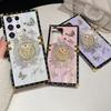 for Samsung Galaxy S25 Ultra Glitter Kickstand Case, Cute Luxury 3D Bling Sparkly Floral Diamond Butterfly with Ring Stand Elegant Shockproof Women