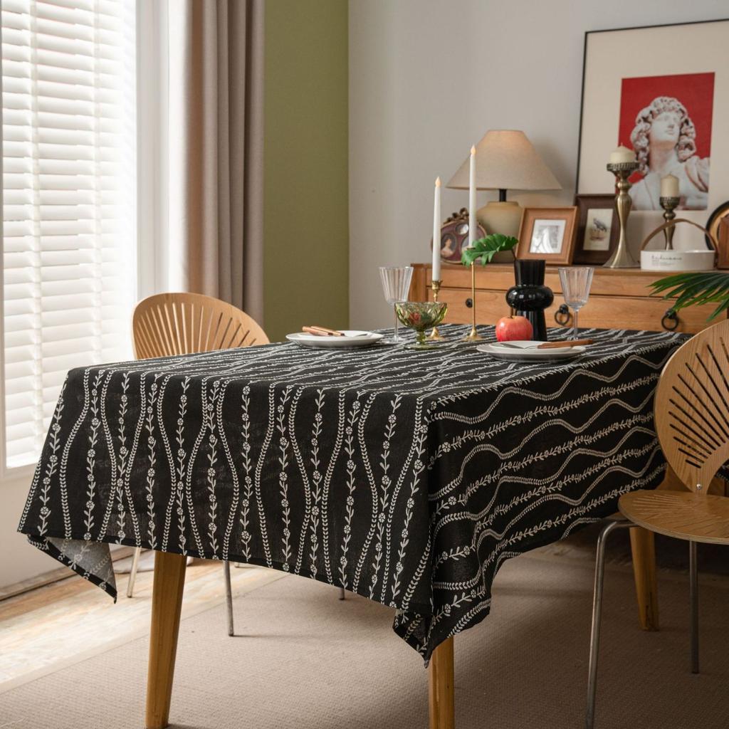 Tablecloth Orange Flower Print Pastoral Cotton and Linen Tablecloth Table Cloth Wholesale Household Cover Towel