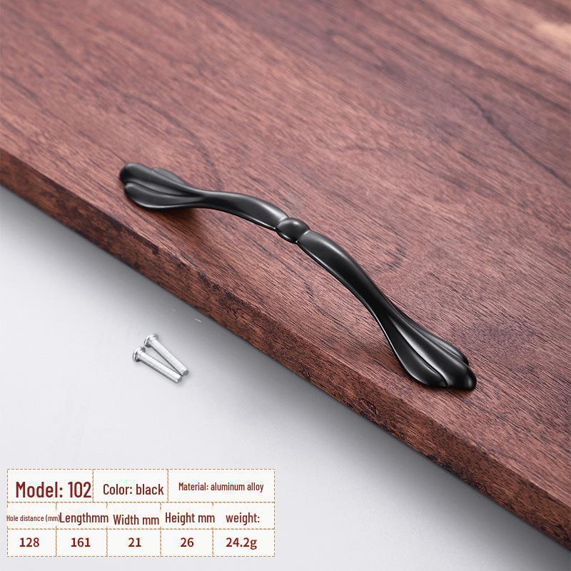 Black Aluminum Alloy European-Style Drawer & Cabinet Handle