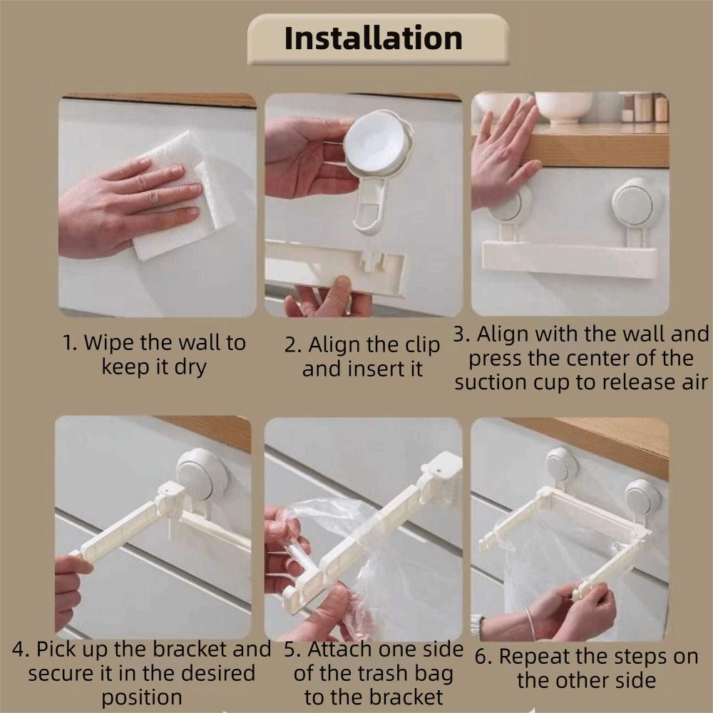 Space Saving Folding Trash Bag Holder Wall Mounted Plastic Bag Hanger  Bathroom Storage