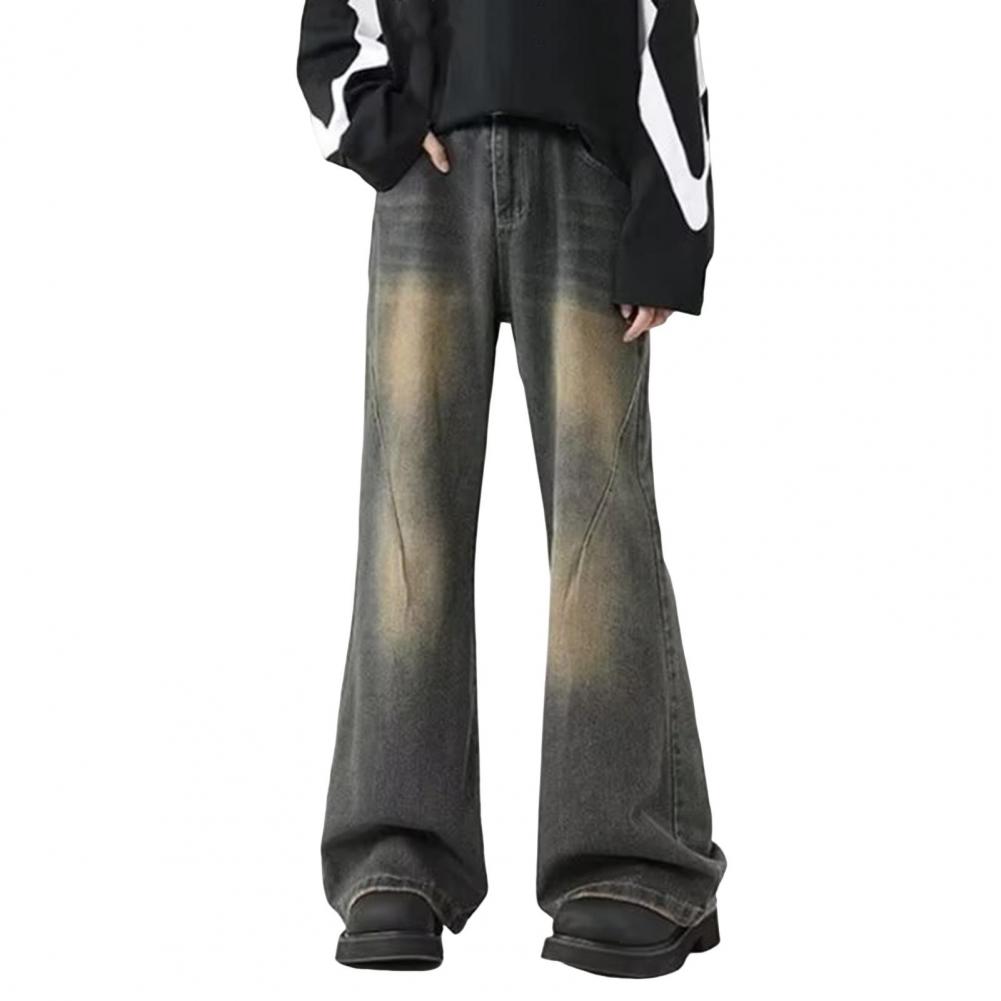 

Мужские джинсы, прямые джинсовые брюки в стиле ретро с карманами, застежка-молния на пуговицах, градиент цвета, слегка расклешенные брюки S жёлтый