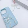 Y2K Crystal Beaded Bowknot Pendant Phone Strap Lanyard Pocket Keychain Strap Backpack Charm Car Keys Decoration Chain