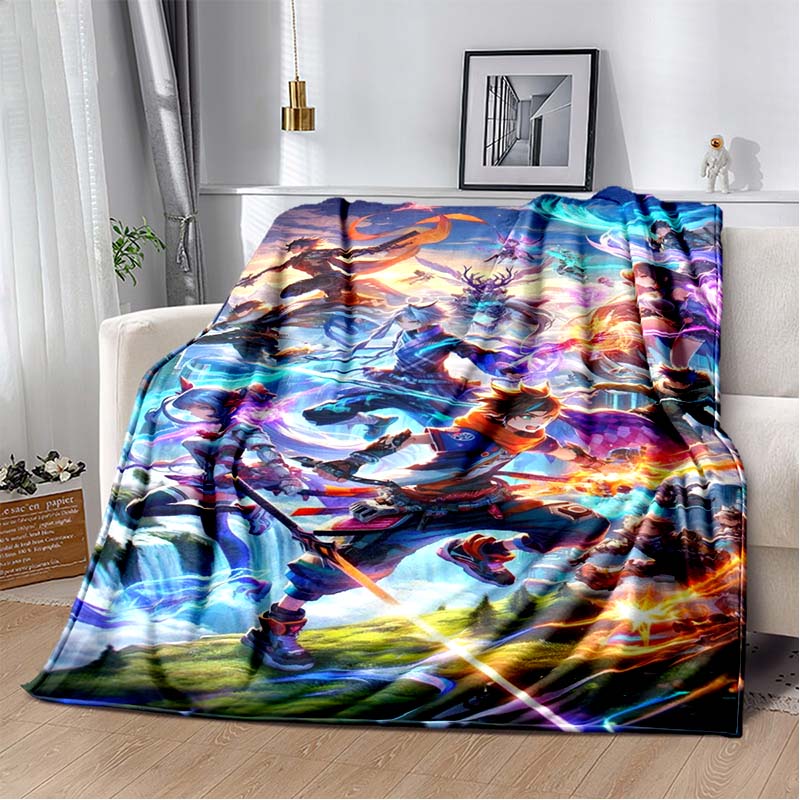 Horror Multi-Face Demon Print Flannel Blanket, Scary Red Eyes Throw Blanket 80cm x 120cm