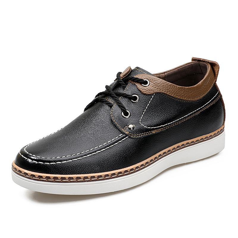 Italian Style Men's Genuine Leather Casual Shoes Outdoor Oxford Shoes Anti Slip Wear-resistant Men's Height Increasing Shoes