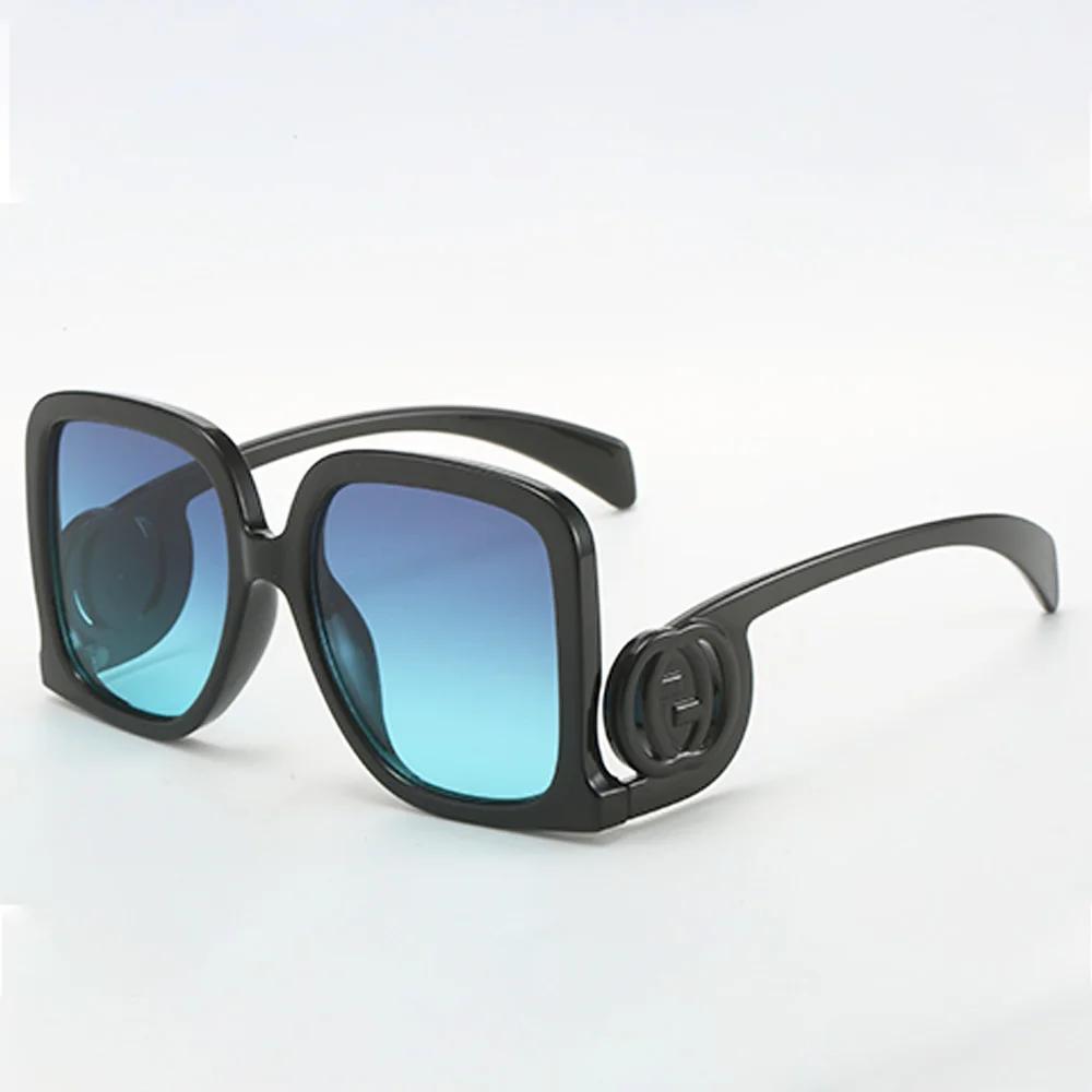 Monture Vintage Carrée Large Lunettes de Soleil Femme Style Rétro Anti-Reflet Accessoire Tendance Branches Gyro Rond