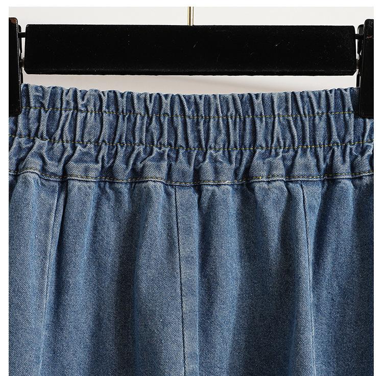 Damen Lockerer Jeansrock Frühling Koreanische Mode Mittellang Lässig Hohe Taille Rock