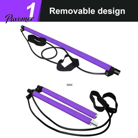 Pilates Bar with Foot Pedals Resistance Band Strength Training Fat Burning Body Shaping Back Slimming Multifunctional Exercise Home Gym Workout