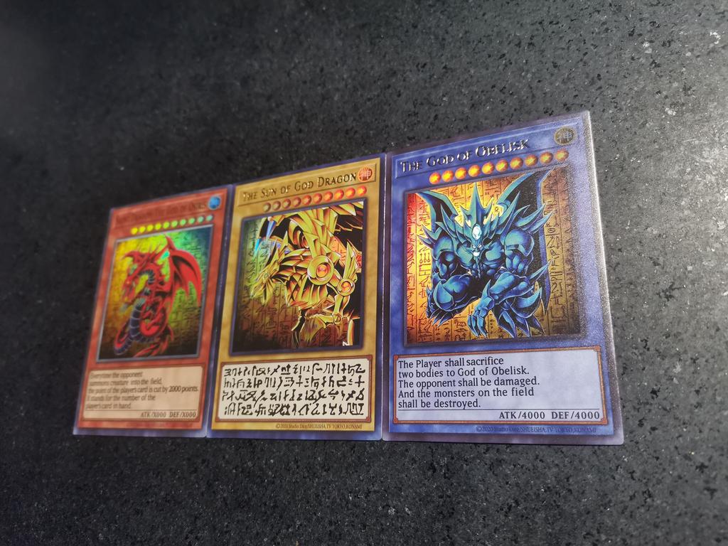 Yu-gi-oh! 3pcs/set  Egyptian God  Diy Self-made Card Collection Cards Gauze Flash Anime Toy Gift Colorful Flash
