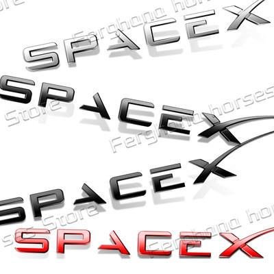 ABS Plastic 3D Car Body Fender Side Emblem Sticker Decor For SpaceX Letter Logo Rear Trunk Badge Decals Accessories