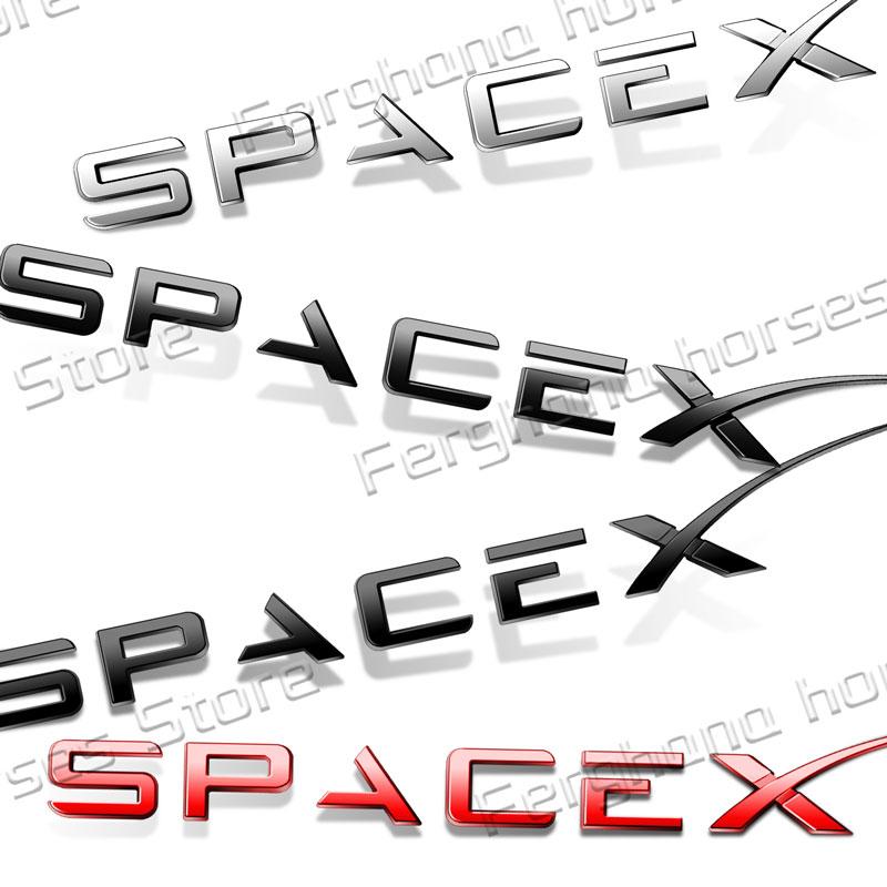 ABS Plastic 3D Car Body Fender Side Emblem Sticker Decor For SpaceX Letter Logo Rear Trunk Badge Decals Accessories