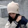 Korean Knit Beanies for Women Winter Warm Loose Skullies Outdoor Windproof Pullover Hats Unisex Skullcap