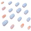 Blue Crocodile Texture Press On Nails with Star Decoration 24 Pieces Resin Manicure Wearable Artificial Nails