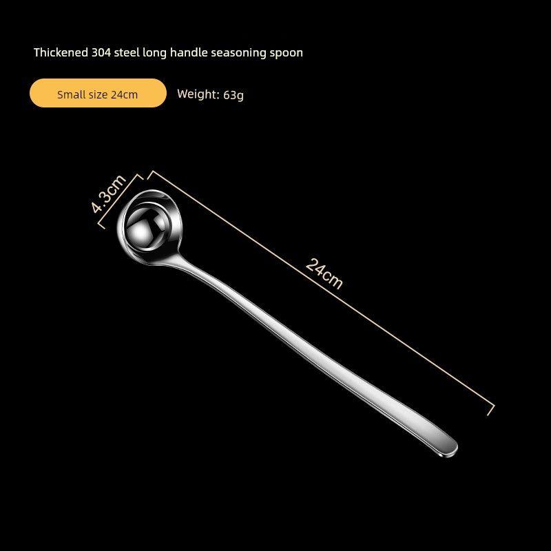 Long-Handled 304 Stainless Steel Spoon for Home Use, Seasoning Spoon, Honey Spoon, Oil and Wine Measuring Spoon, Kitchen Spoon, Condiment Spoon