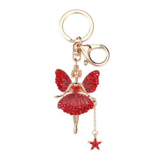 Flower Fairy Keychain Rhinestone Butterfly Wings Fairy Charm Cute Sparkly Keychain Bag Charm Gift for Women Girls