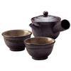Shigaraki Pottery Sumi-iro Kyusu Teapot and Yunomi Set Made In Japan