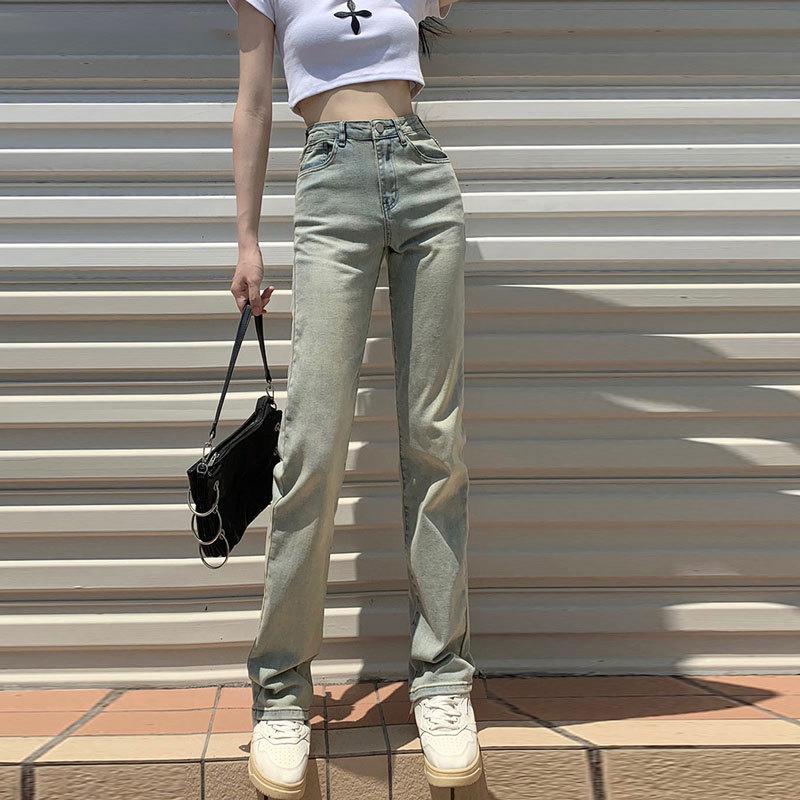 

Vintage High-Waist Yellow Slim Straight Jeans for Women XL