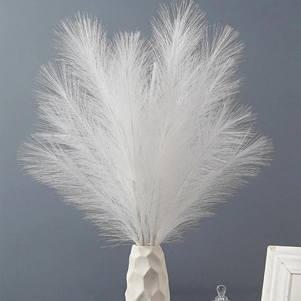 3pcs-Artificial Pampas Grass Simulation Feather Wedding Props Reed Hair Boho Home Decoration