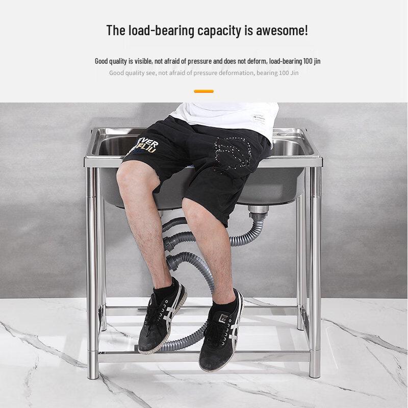 304 Stainless Steel Double Bowl Kitchen Sink with Stand