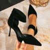 Huizhou 2025 Women's High Heel Sandals Women's Black Plush Fashion Sexy Pointed Back Zipper High Heel Women's Shoes