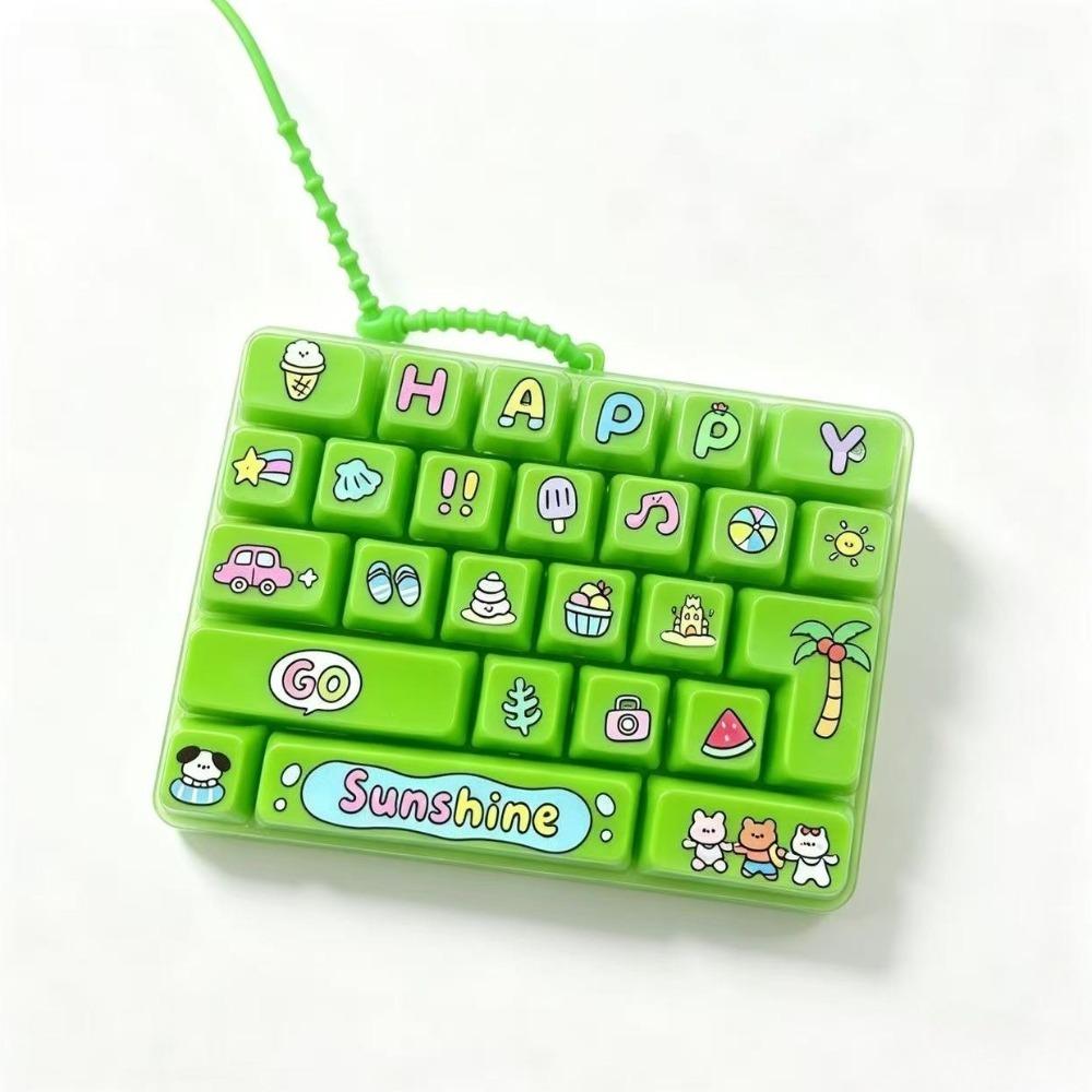 Cartoon 26-Key Keychain 26 Key Grid Keycap Clicker Mechanical Keyboard Keychain Bag Charm