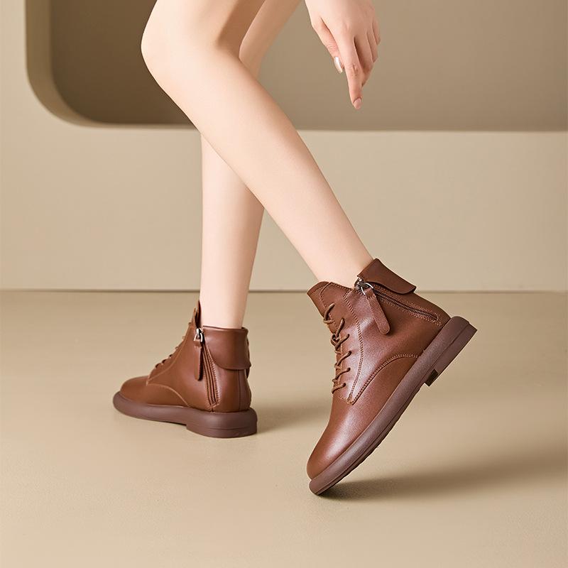 

Осенние ретро кожаные ботинки Мартин женские с двойной боковой молнией на плоской подошве женские туфли на тонкой подошве повседневные женские ботинки 41