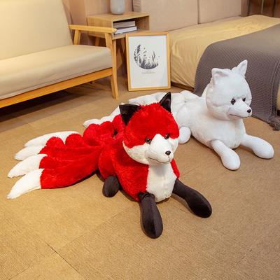 Nine-tailed White Fox Doll Plush Toy White Fox Throw Pillow Cushion Soothing Doll Rag Doll Birthday Gift
