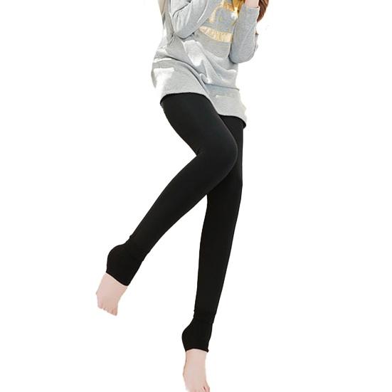 Women Leggings High Elasticity Velvet Lined Warm Pants Solid Color High Waist Leggings Tight